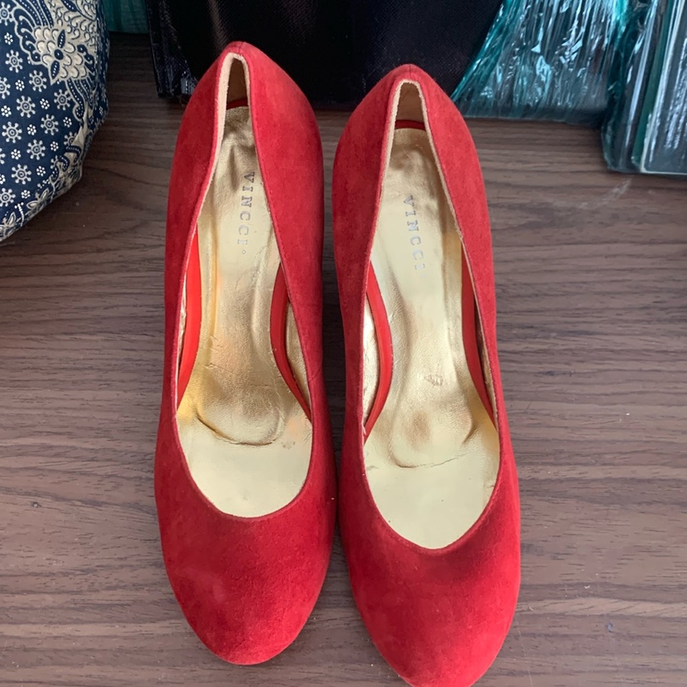 Wedges : red Velvet & leapord print heels